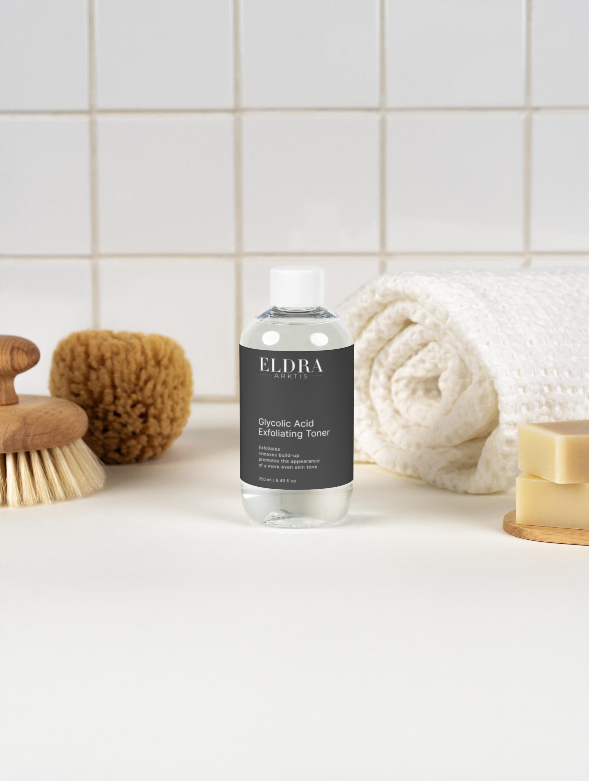 Glycolic Acid Exfoliating Toner in Bathroom - ELDRA ARKTIS